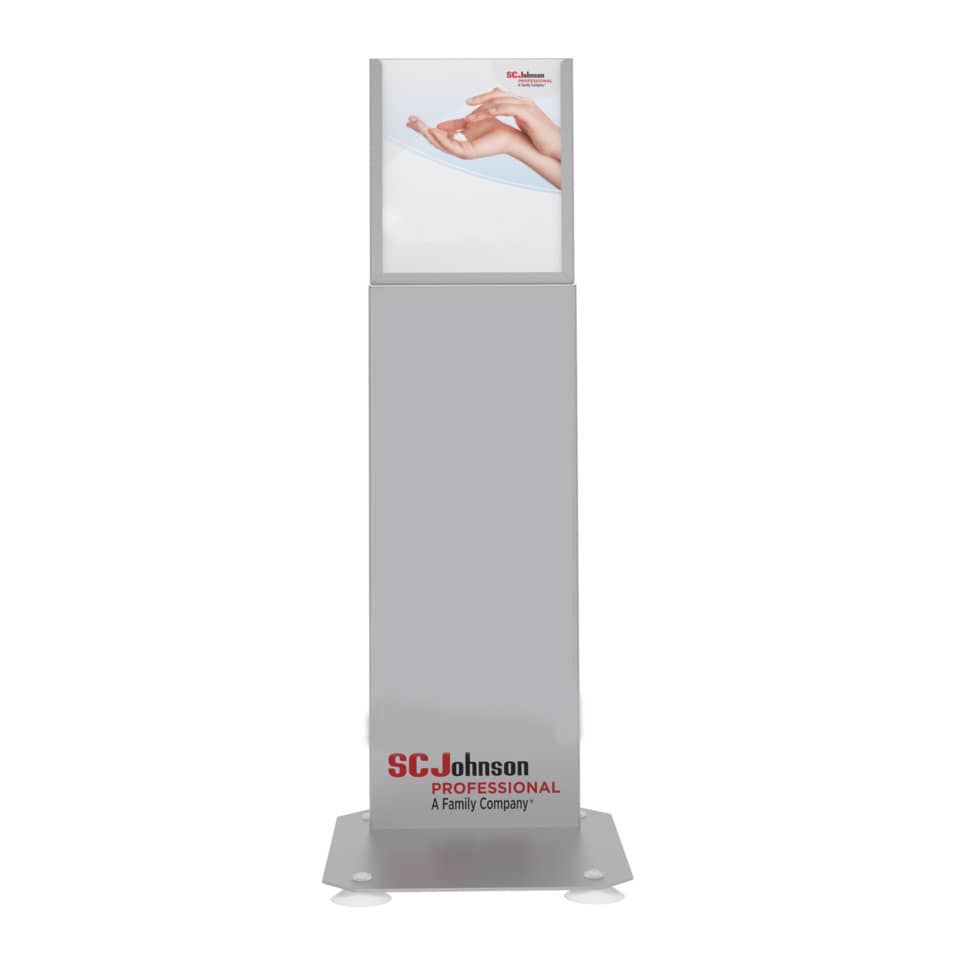 Spendersäule mit Display - 148 cm, Metall, silber