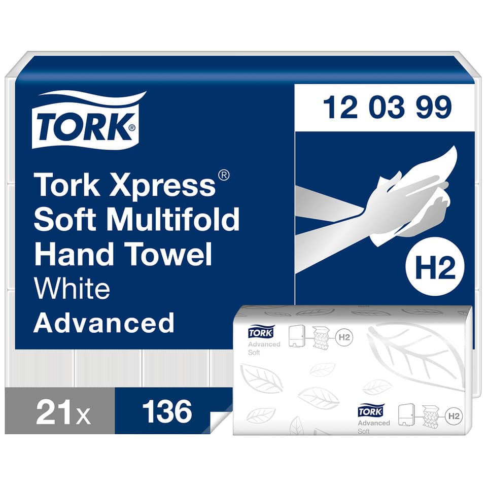 Xpress® Multifold Handtücher - 2-lagig, weiß, 21x 136 Tücher