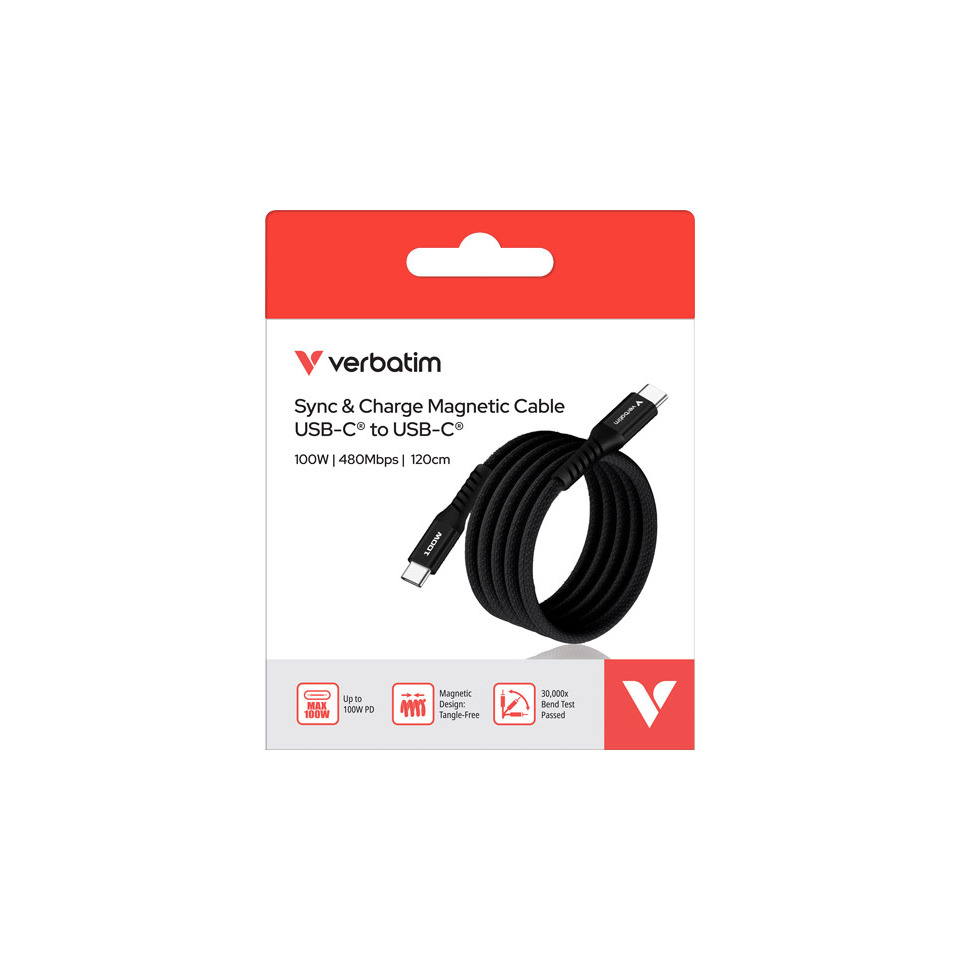 Ladekabel USB-C, 120 cm, 100W, magnetisch, schwarz