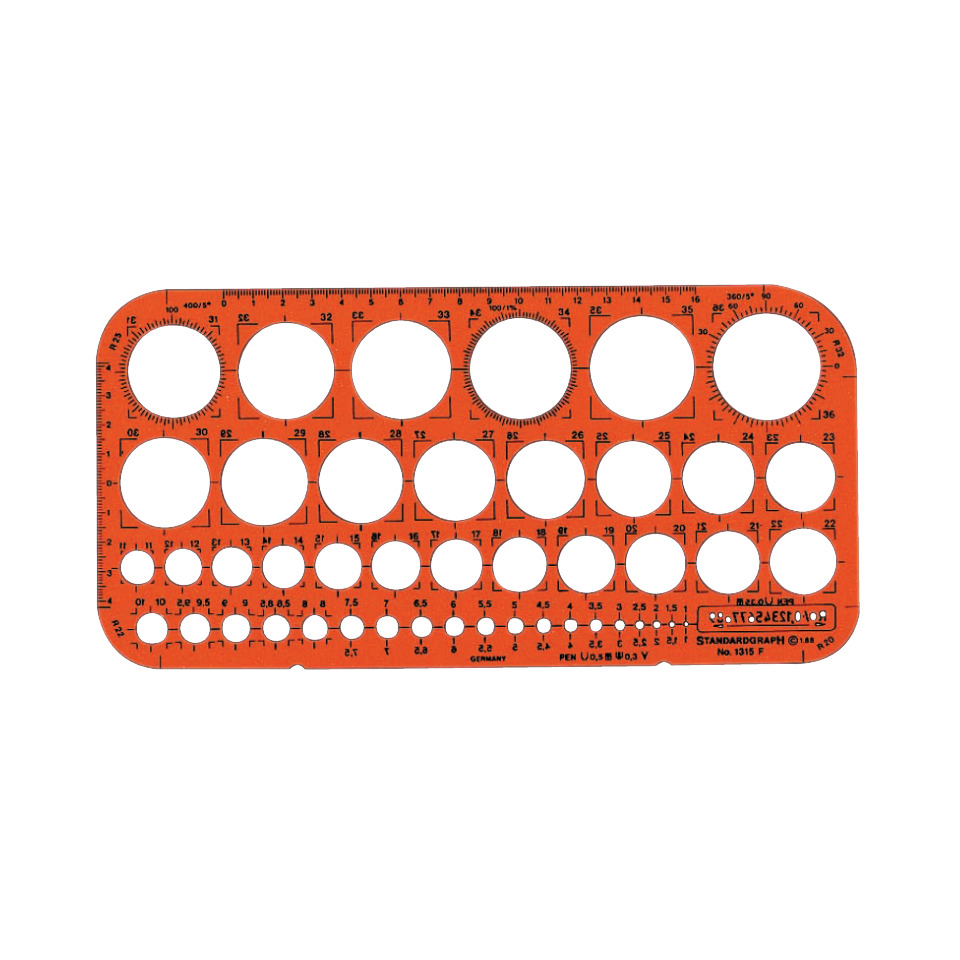 Kreisschablone Ø 1-36 mm (45 Kreise)