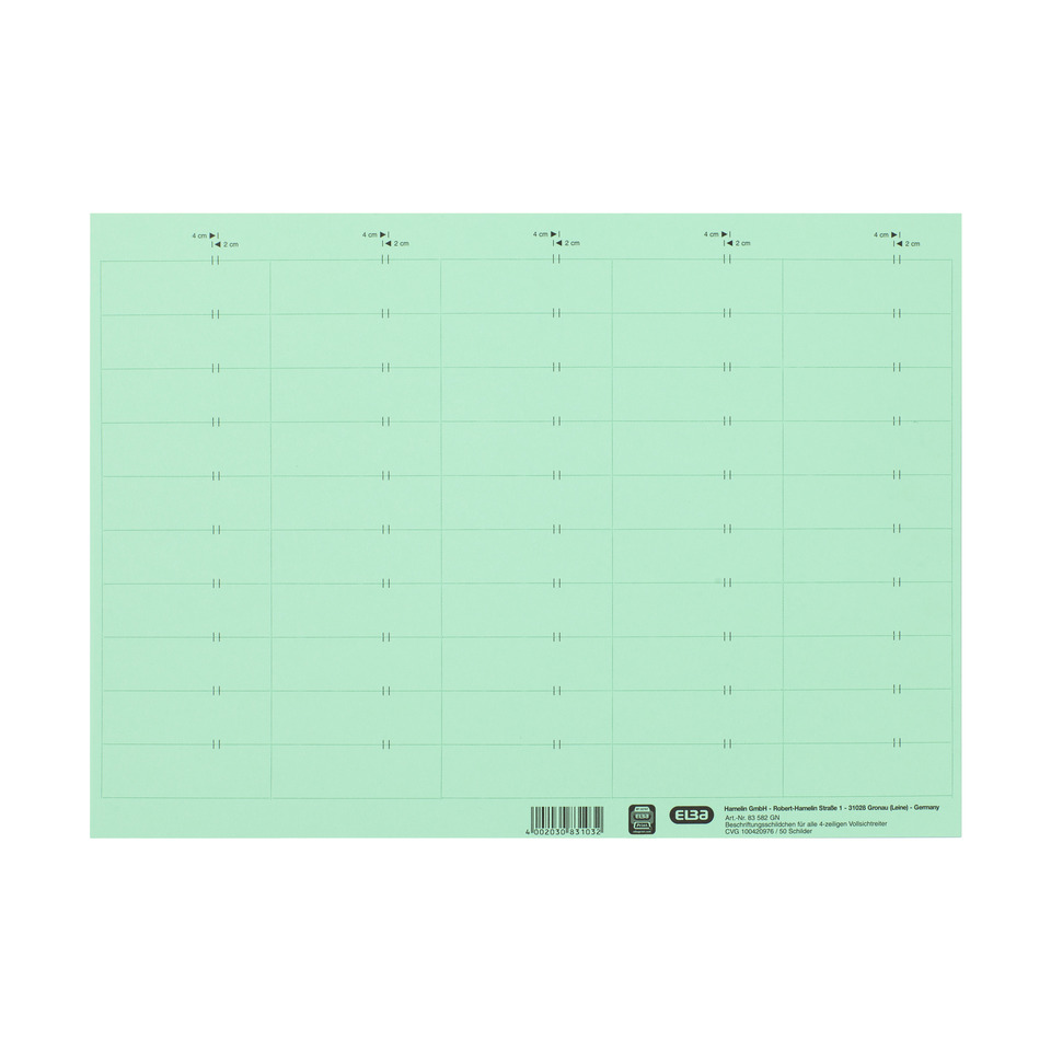vertic® Beschriftungsschild für Registratur, 58 x 18 mm, grün, 50 Stück