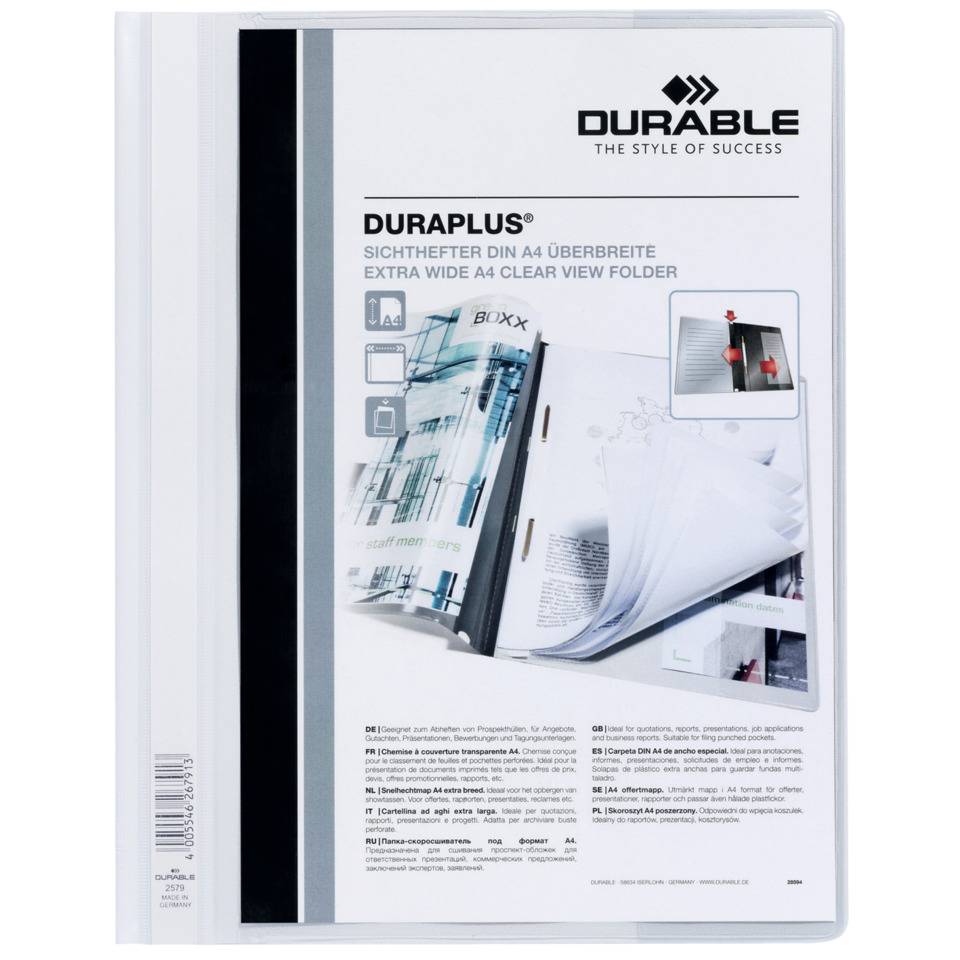 Angebotshefter DURAPLUS® - strapazierfähige Folie, A4+, weiß