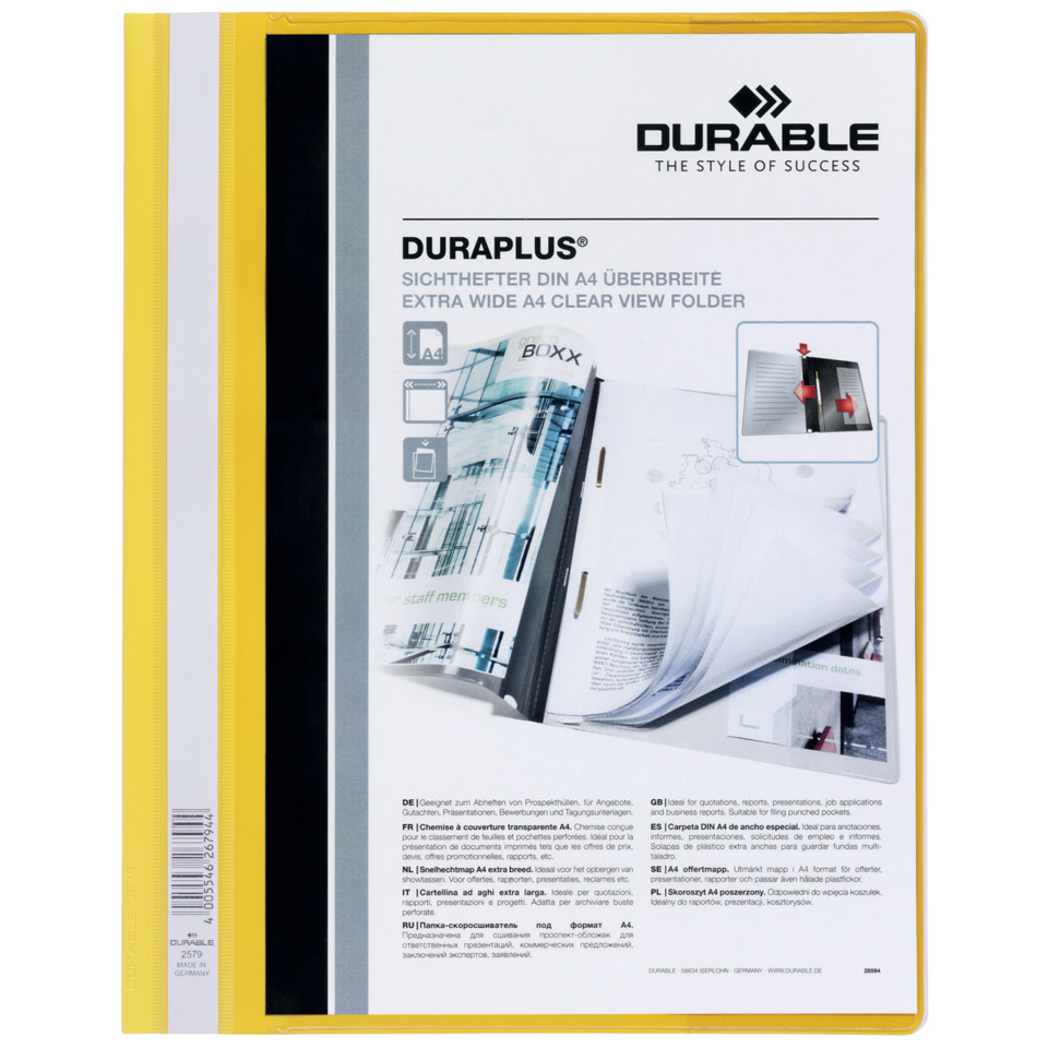 Angebotshefter DURAPLUS® - strapazierfähige Folie, A4+, gelb