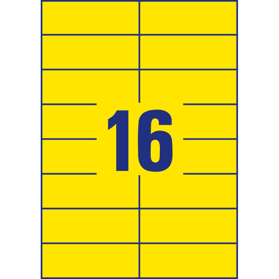 3455 Etiketten - 105 x 37 mm, gelb, 1.600 Etiketten/100 Blatt, permanent