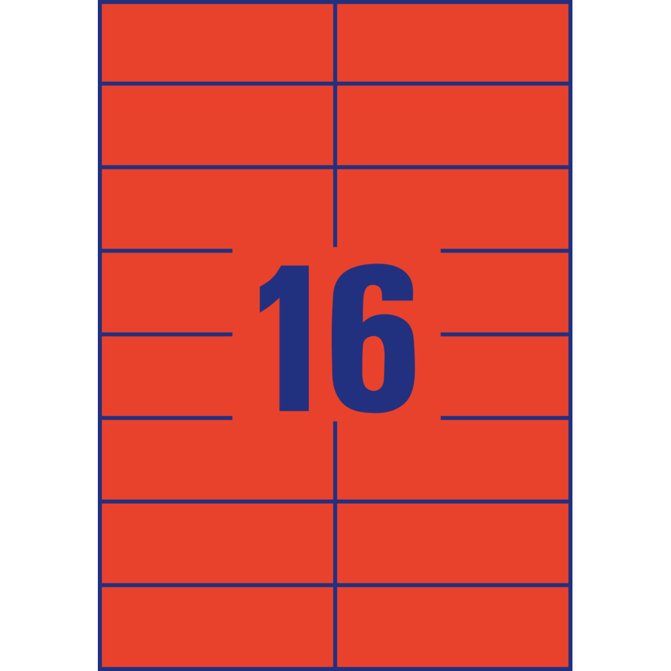 3452 Etiketten - 105 x 37 mm, rot, 1.600 Etiketten/100 Blatt, permanent