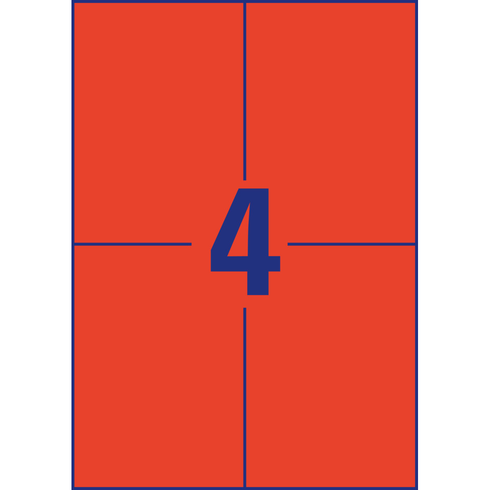 3456 Etiketten - 105 x 148 mm, rot, 400 Etiketten/100 Blatt, permanent