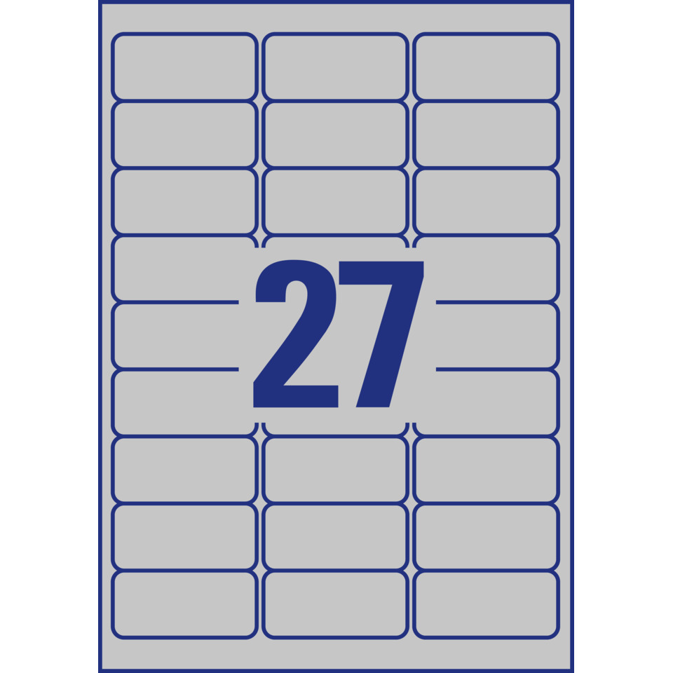 L6011-20 Typenschild-Etiketten - A4, 540 Stück, 63,5 x 29,6 mm, wetterfest, 20 Blatt silber