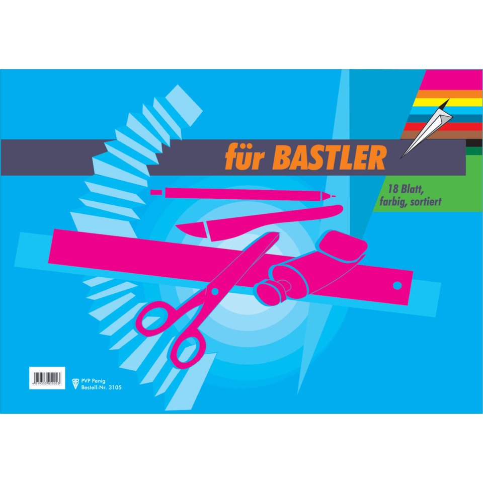 Bastelmappe Buntpapier - A3, 18 Blatt, sortiert