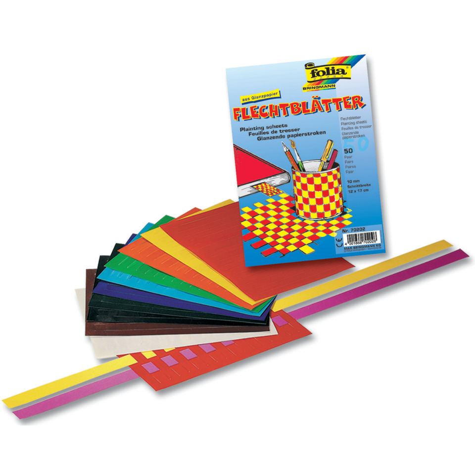 Flechtblätter - ungummiert, 12x17cm, 10 Farben sortiert