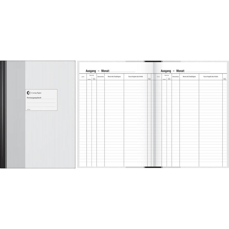 Postausgangsbuch, Schwarz, 1 Seite, A4, 210 x 297 mm, 96 Blatt