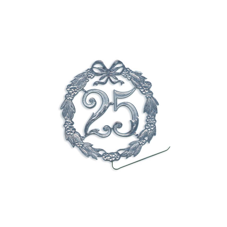 Jubiläumszahl 25 - Ø 13 cm, Draht, silber