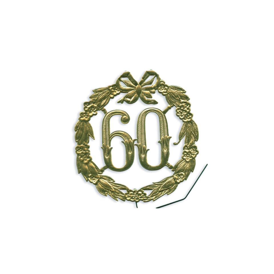 Jubiläumszahl 60 - Ø 13 cm, Draht, gold