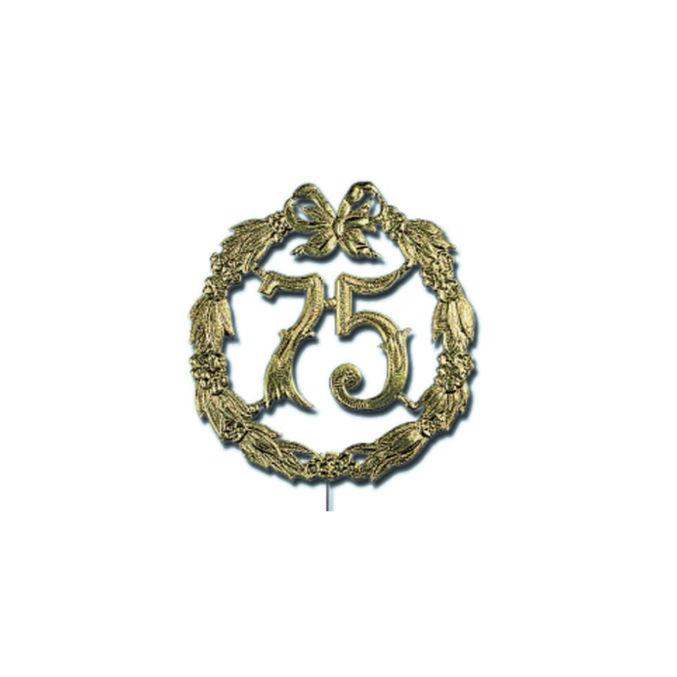 Jubiläumszahl 75 - Ø 13 cm, Draht, gold
