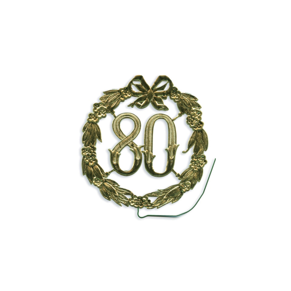 Jubiläumszahl 80 - Ø 13 cm, Draht, gold