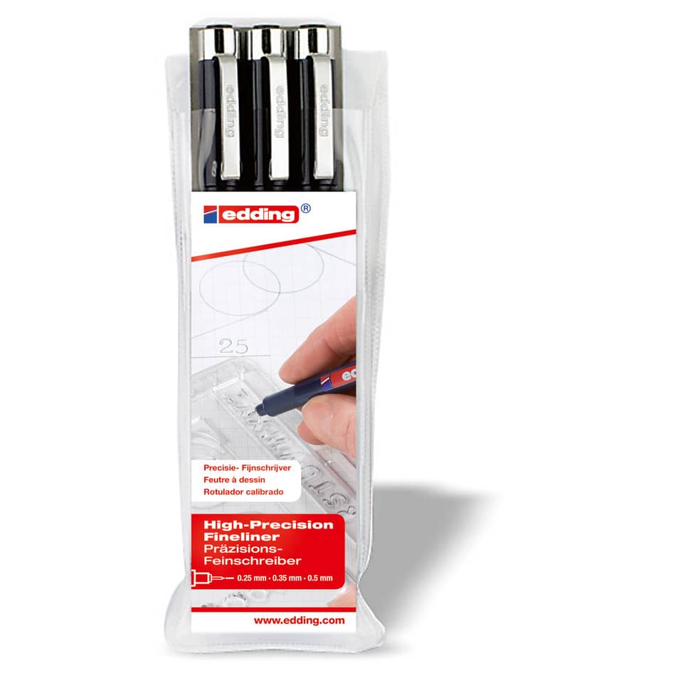 1800 Faserzeichner - 3-er Set 0,1 / 0,3 / 0,5 mm, schwarz