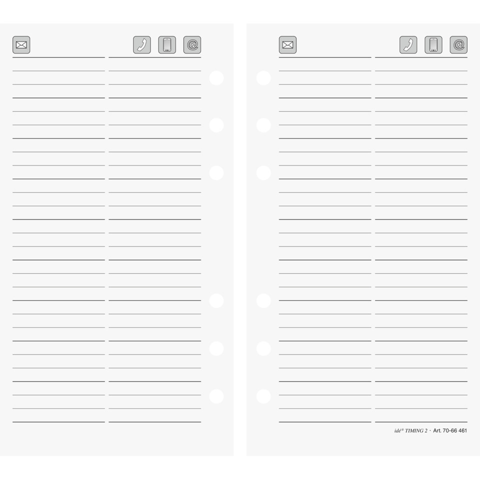 Timing 2 Einlagen Adressen - 9,3 x 17,2 cm, 24 Blatt