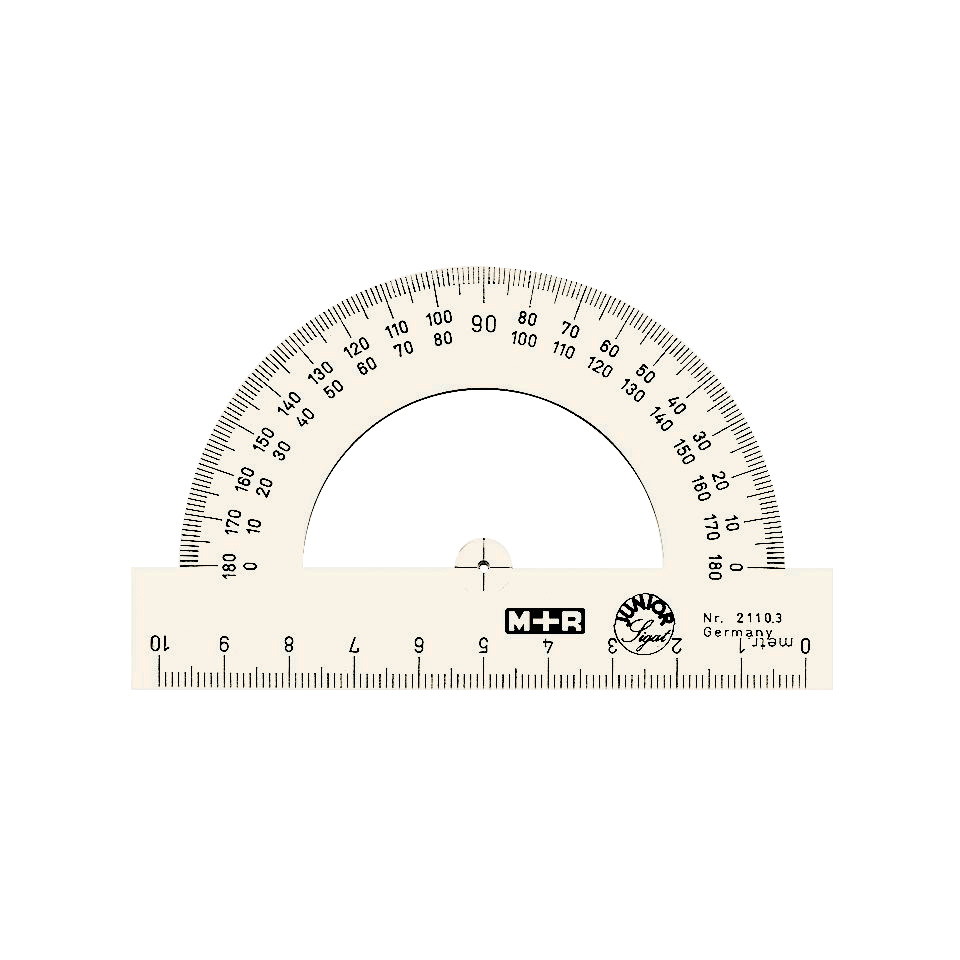 Winkelmesser Halbkreis, Polystyrol, von 0° bis 180°, 100 mm, glasklar