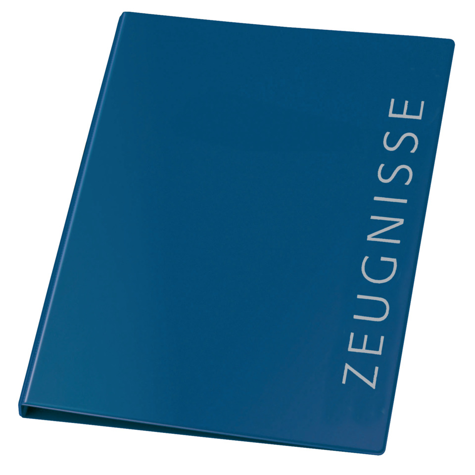 Ringbuch Zeugnisse - blau, A4, PVC , 4-Mechanik, Ring-Ø 16 mm