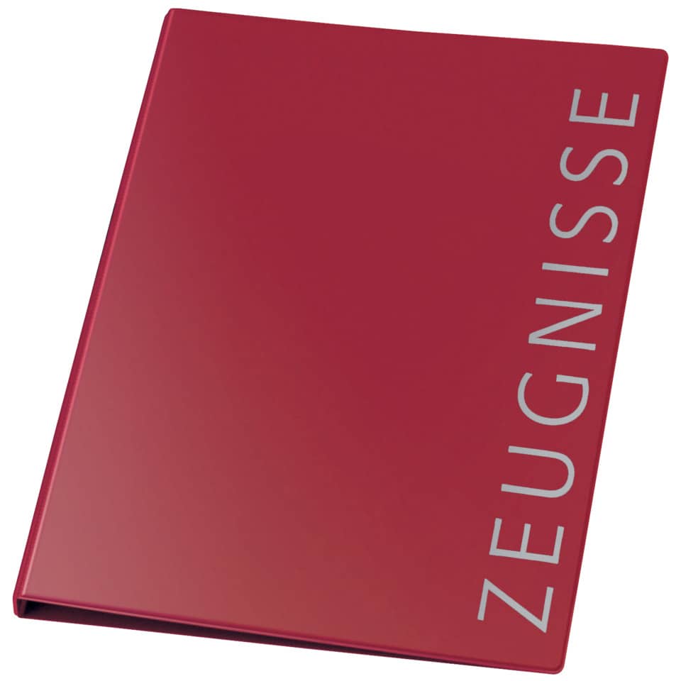 Ringbuch Zeugnisse - rot, A4, PVC , 4-Mechanik, Ring-Ø 16 mm