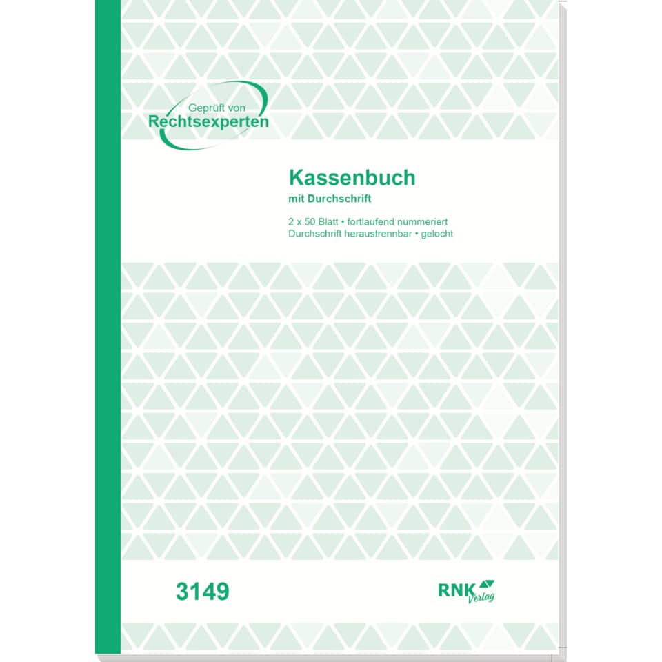 Kassenbuch ohne Umsatzsteuer, 2x50 Bl., DIN A4, Durchschreibepapier, nummeriert