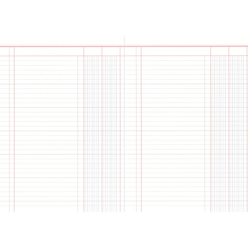 Spaltenbuch mit 2 Spalten, 60 Seiten, DIN A4, rot/grau liniert