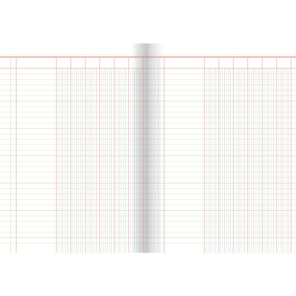 Spaltenbuch mit 6 Spalten, 60 Seiten, DIN A4, rot/grau liniert