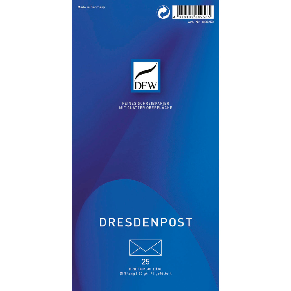 Briefumschlag DresdenPost - DIN lang, gefüttert, 80 g/qm, 25 Stück