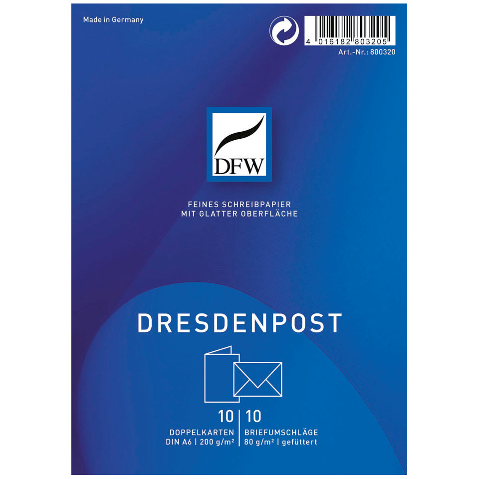 Doppelkarte DresdenPost - A6 hoch, 10 Karten/10 Umschläge