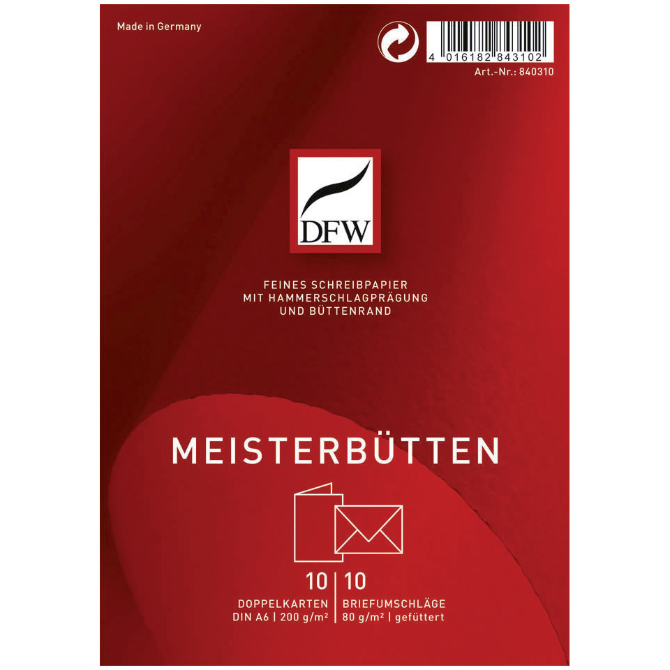 Doppelkarte Meisterbütten - A6 hoch, 10/10