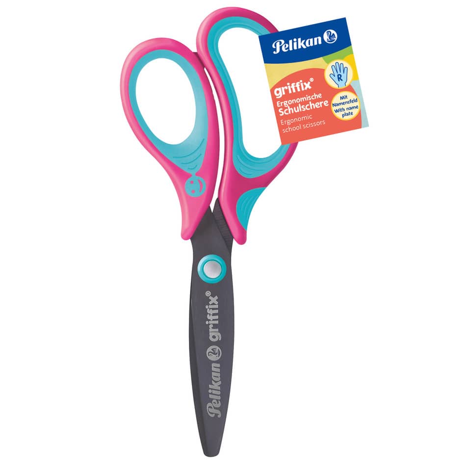griffix® Schulschere - 14 cm, Lovely Pink, rund, inkl. Namenssticker