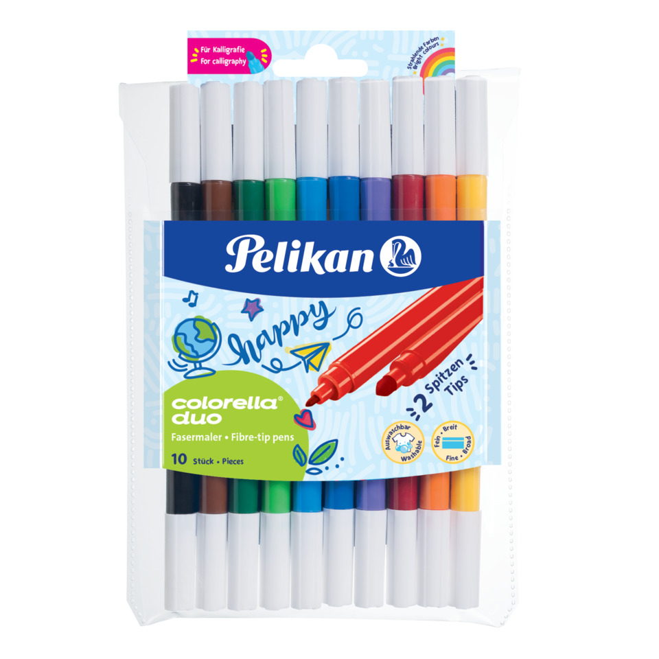 Doppelfasermaler Colorella® duo - 10 Farben, 1 mm und 2 mm, sortiert