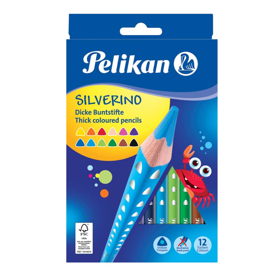 Farbstifte SILVERINO - dick, 12er Pack
