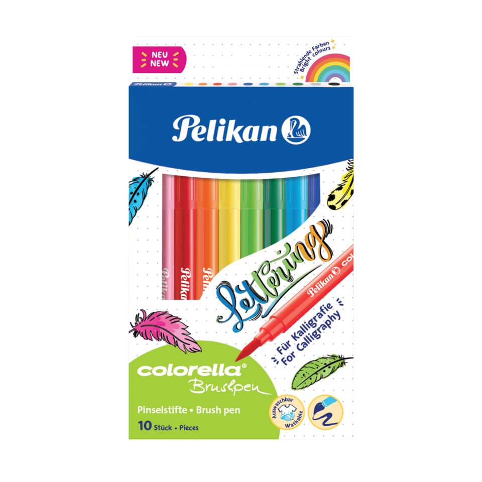 Fasermaler Colorella® Brushpen - 10 Farben, 0,8 - 8 mm, sortiert