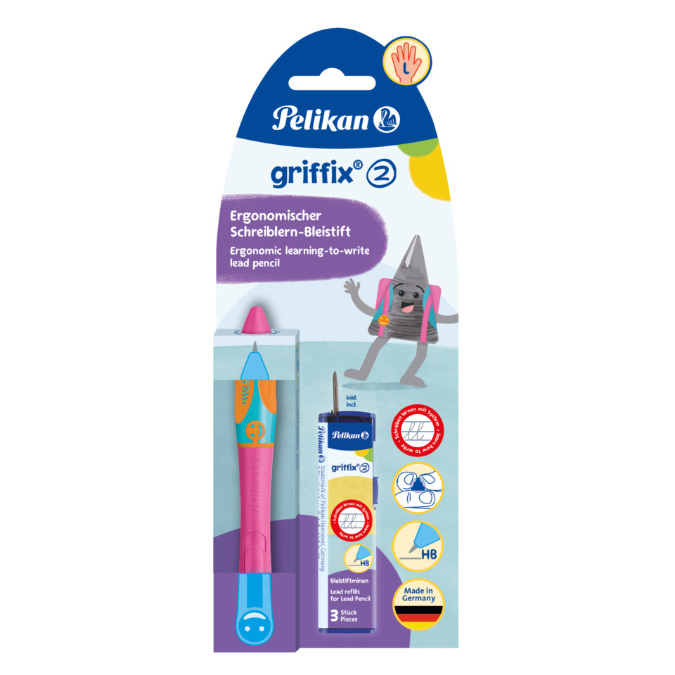 griffix® Bleistift - Lovely Pink, Linkshänder, Faltschachtel mit Eurolochung