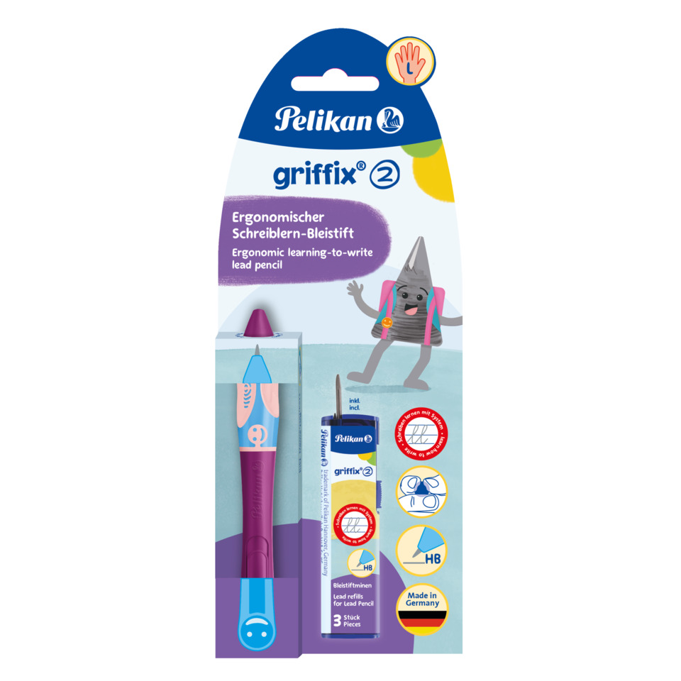 griffix® Bleistift - Sweet Berry, Linkshänder, Faltschachtel mit Eurolochung
