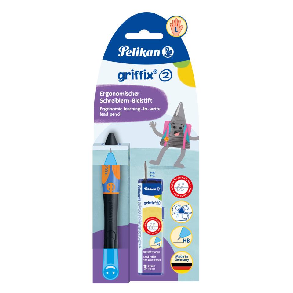 griffix® Bleistift - Neon Black, Linkshänder, Faltschachtel mit Eurolochung