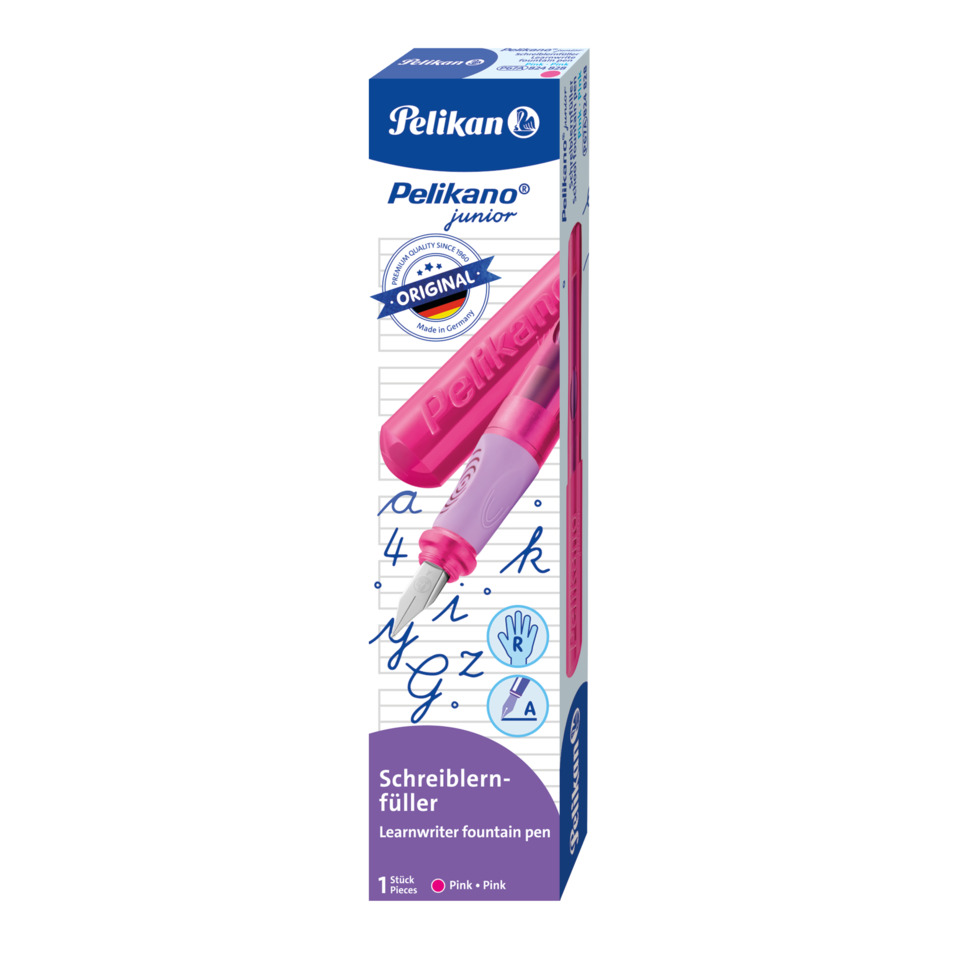 Schulfüller Pelikano® junior - Feder A, pink, Faltschachtel