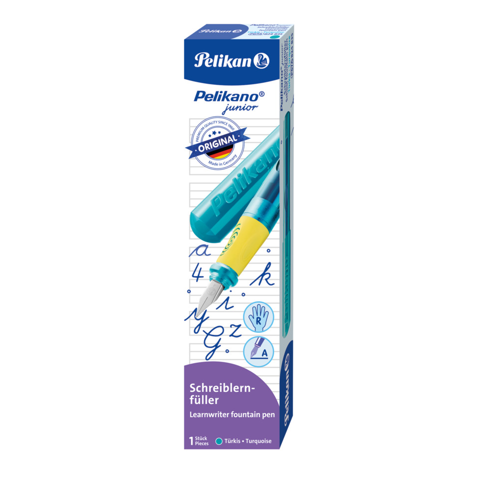 Schulfüller Pelikano® junior - Feder A, türkis, Faltschachtel