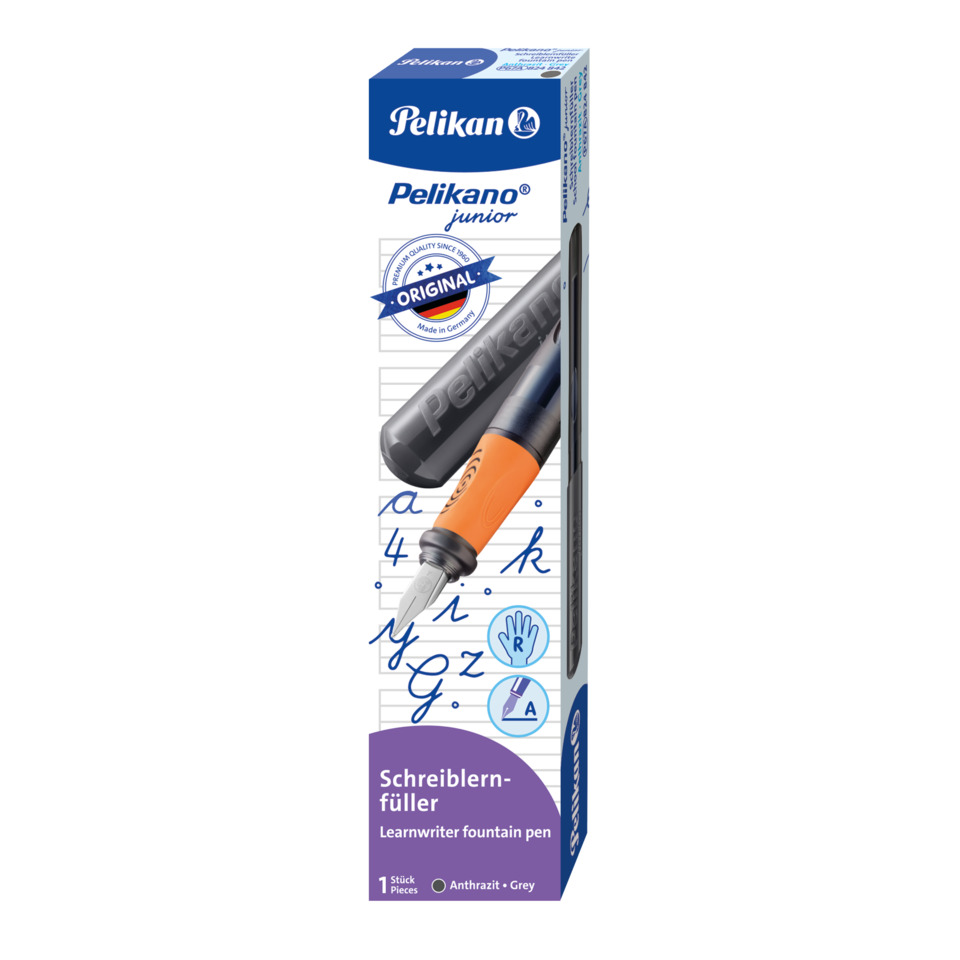 Schulfüller Pelikano® junior - Feder A, anthrazit, Faltschachtel