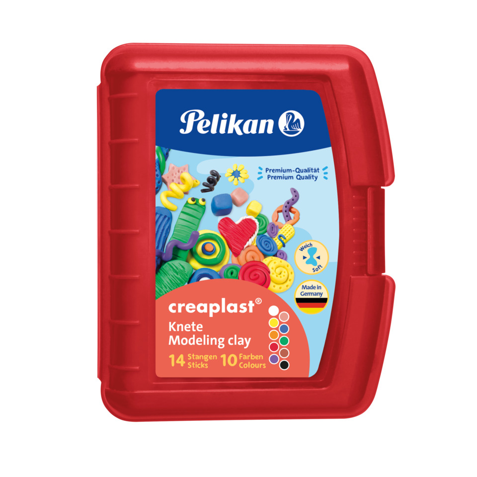 Kinderknete creaplast® - 240 g, 14 Stangen, 10 Farben, Box rot