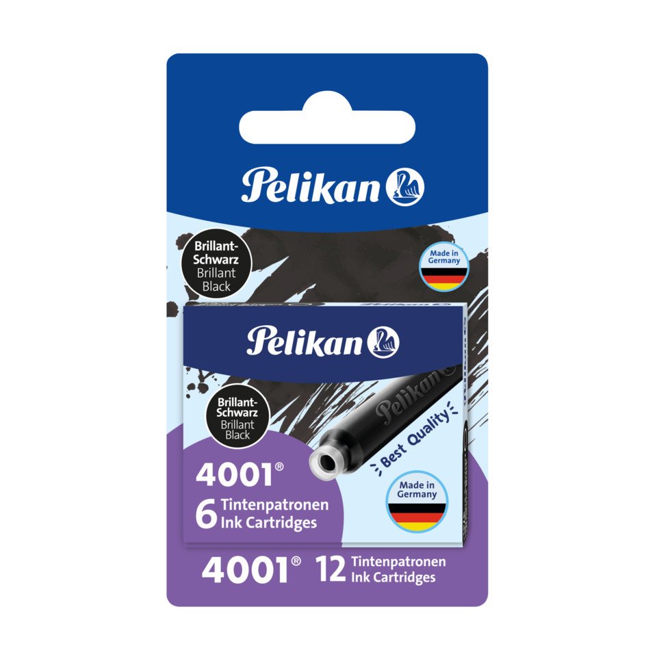 Tintenpatrone 4001® TP/6 - brillant-schwarz, Blister mit 2 Etuis a 6 Patronen