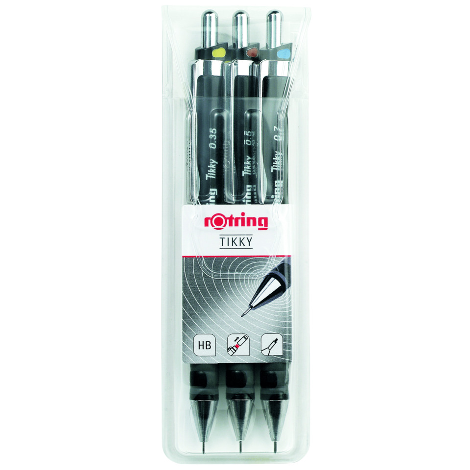 Feinminenstift Tikky ReDesign - 0,35/0,5/0,7 mm, 3er Etui, HB, schwarz