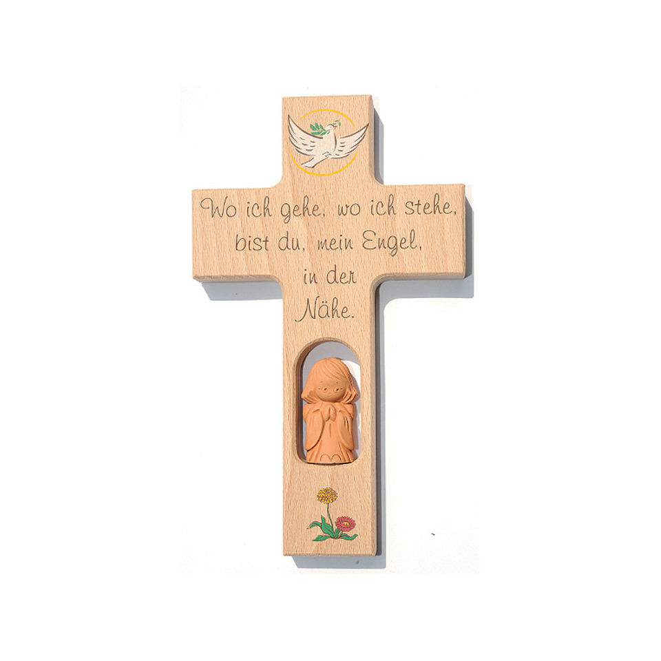 Kinderkreuz  "wo ich gehe" - Holz, 20 cm
