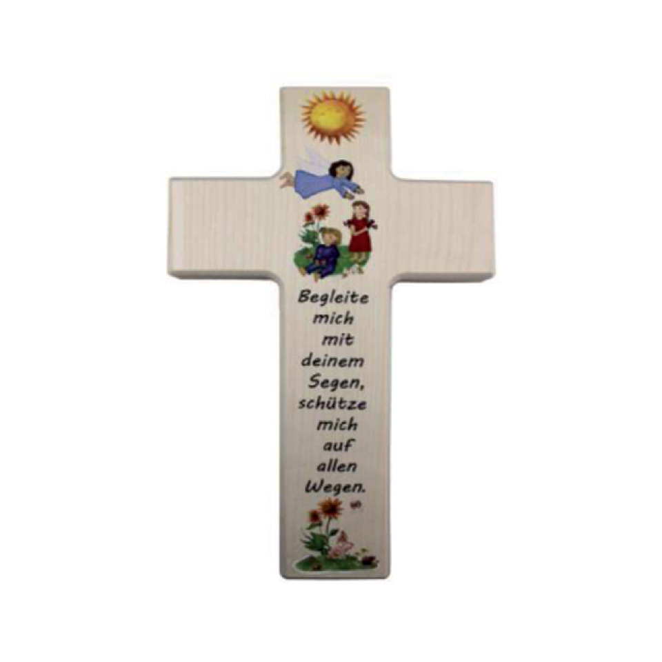 Kinderkreuz  "Begleite mich mit deimem Segen" - Holz, 20 x 12 cm