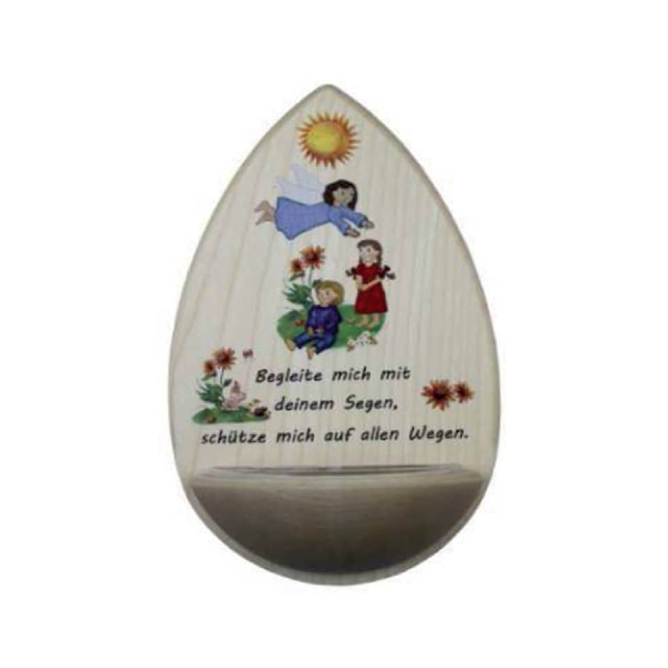 Weihwasserkessel "Begleite mich auf
" - Holz, 14 cm