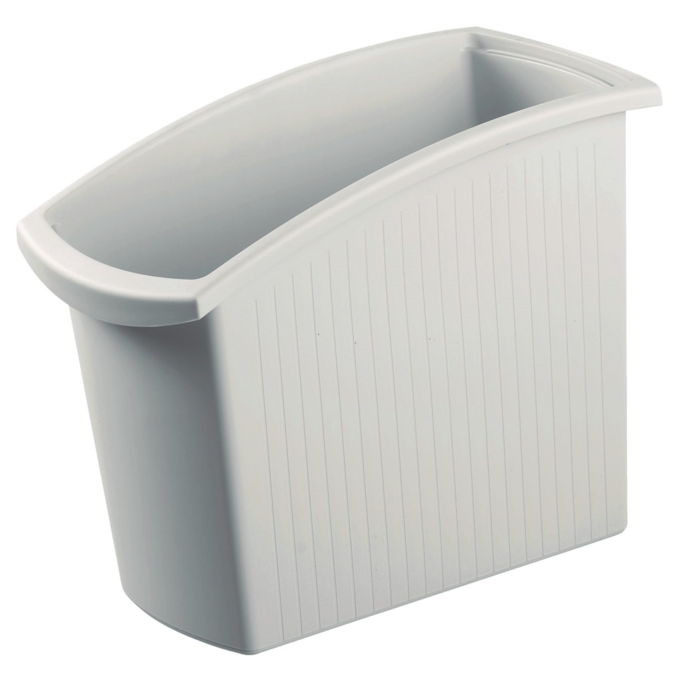 Papierkorb MONDO - 18 Liter, rechteckig, ergonomisch schlank, lichtgrau