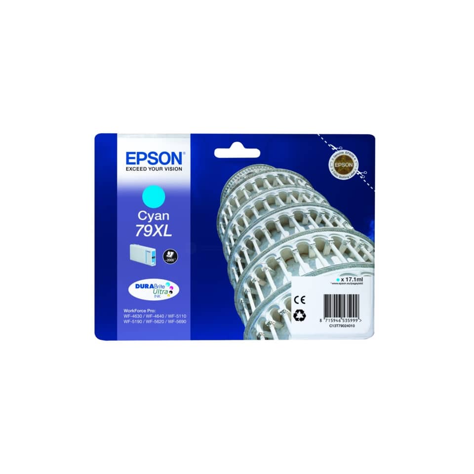 Original Epson Tintenpatrone cyan High-Capacity (C13T79024010,T790240,79XL,T7902,T79024010)