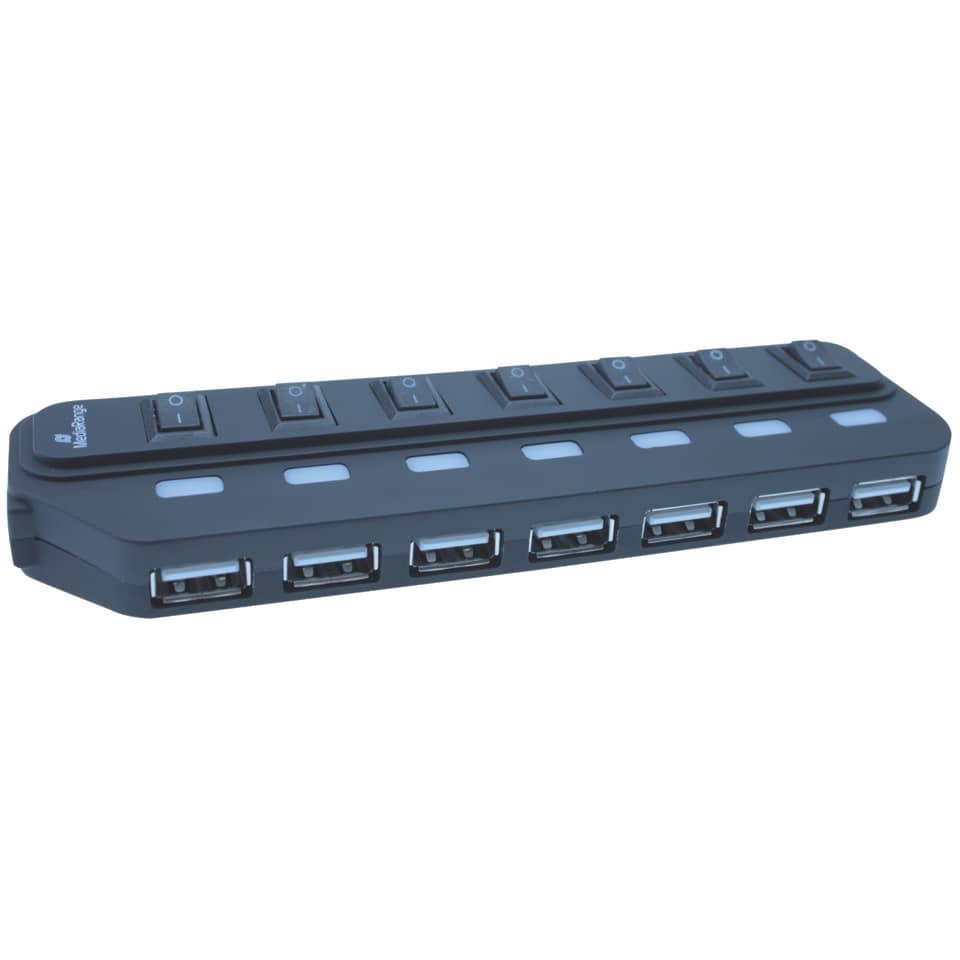 USB 2.0 Hub 1:7 mit seperaten Ein-/Aus-Schaltern