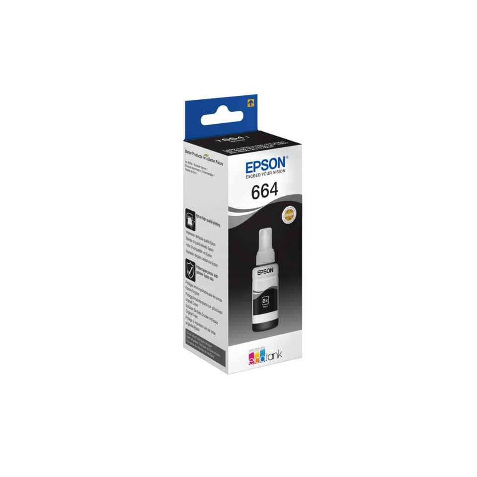 Original Epson Tintenflasche schwarz (C13T664140,664,T6641,T664140)
