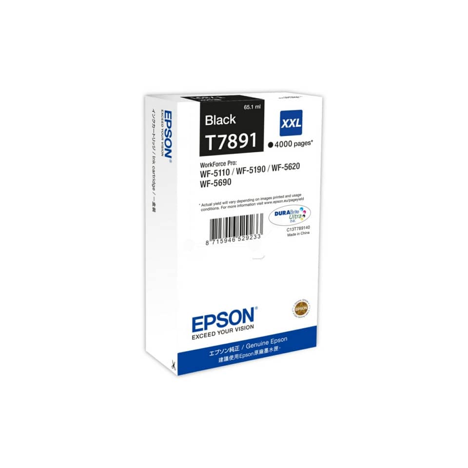 Original Epson Tintenpatrone schwarz extra High-Capacity XXL (C13T789140,T7891,T789140,T7891XXL)